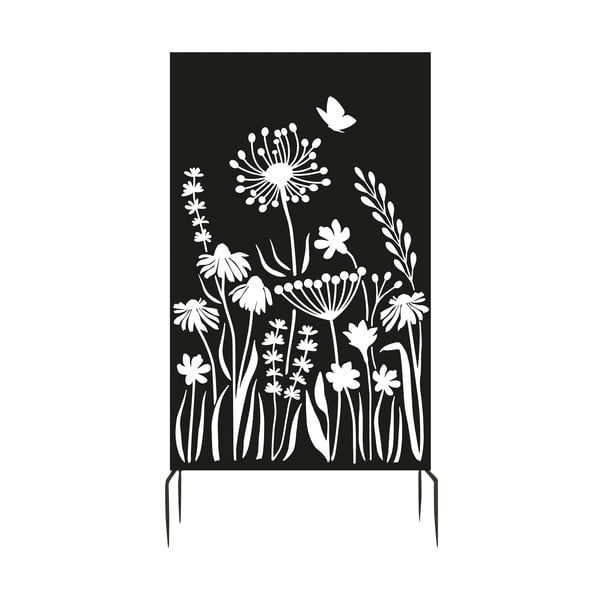 Черен метален балконски параван 100x186 cm Flowers – Esschert Design