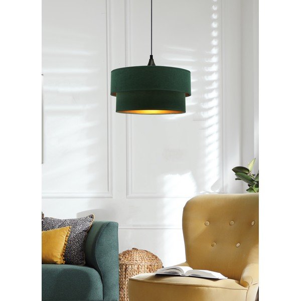 Висяща лампа в цвят петрол с текстилен абажур ø 35 cm Scopello - Candellux Lighting-image-1