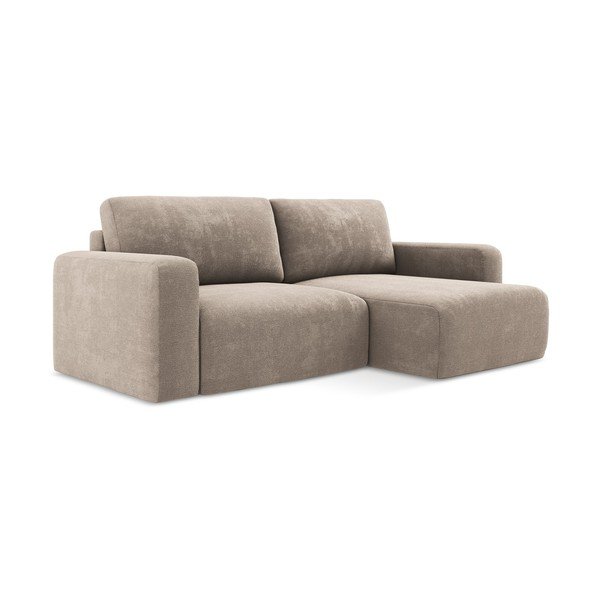 Бежов шенилов сгъваем/с място за съхранение ъглов диван (десен ъгъл) Kona – Makamii-image-2