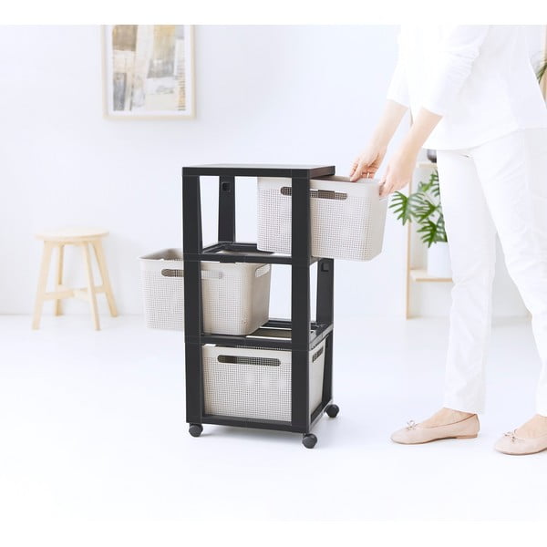 Черна/бежова пластмасова подвижна етажерка 30x77 cm Brisen - Rotho-image-4