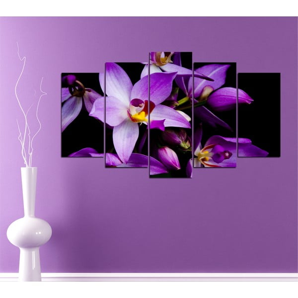 5dílný obraz Fialová orchidej
