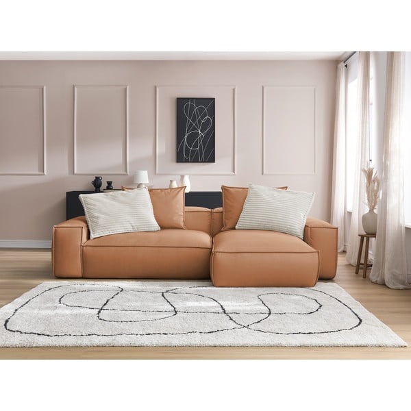 Кафяв ъглов диван от изкуствена кожа (променлив) Boheme – Bobochic Paris-image-1