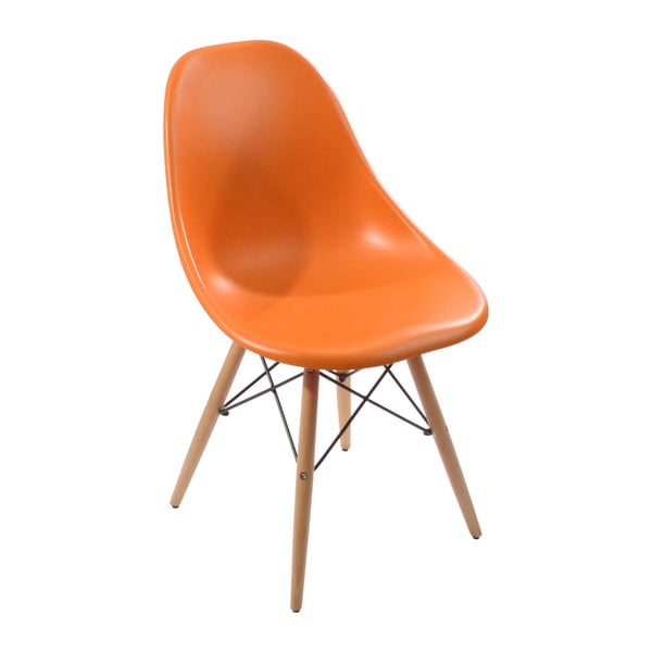 Oranžová židle s dřevěnými nohami InArt Stella