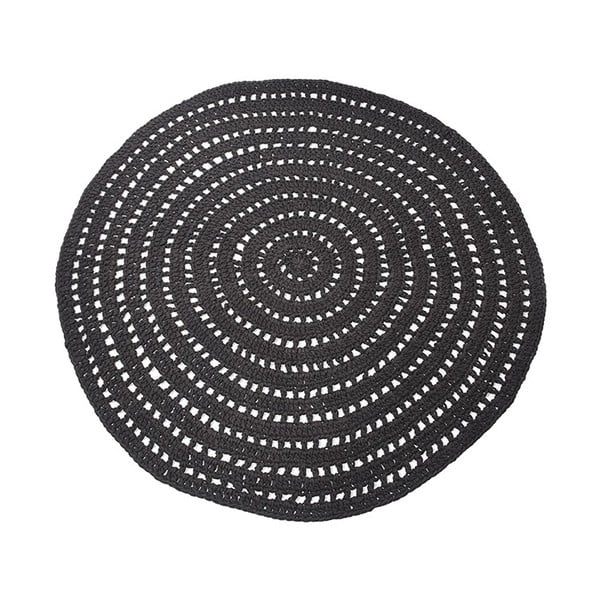 Черен кръгъл памучен килим Плетено, ⌀ 150 cm - LABEL51