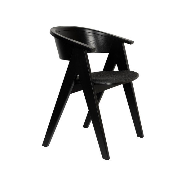 Черен тапициран трапезен стол с подлакътници NDSM – Zuiver