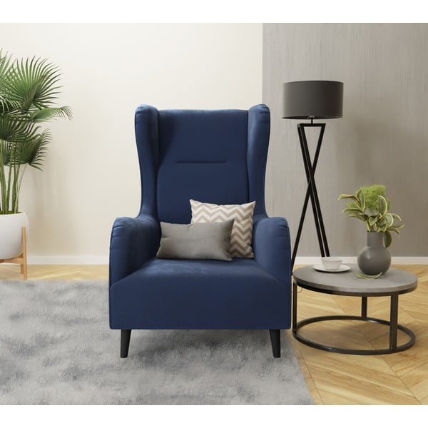 Тъмносиньо кадифено кресло Carole - Ropez-image-3