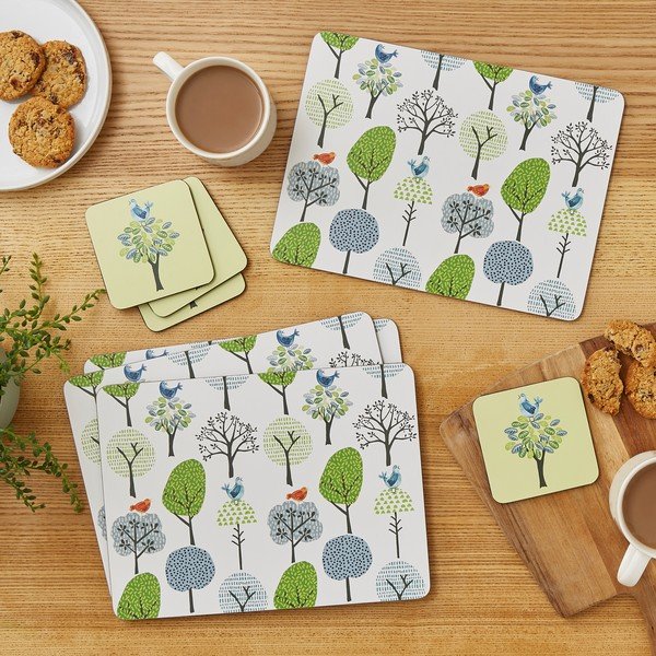 Коркови подложки в комплект от 4 броя Forest Birds - Cooksmart ®-image-1