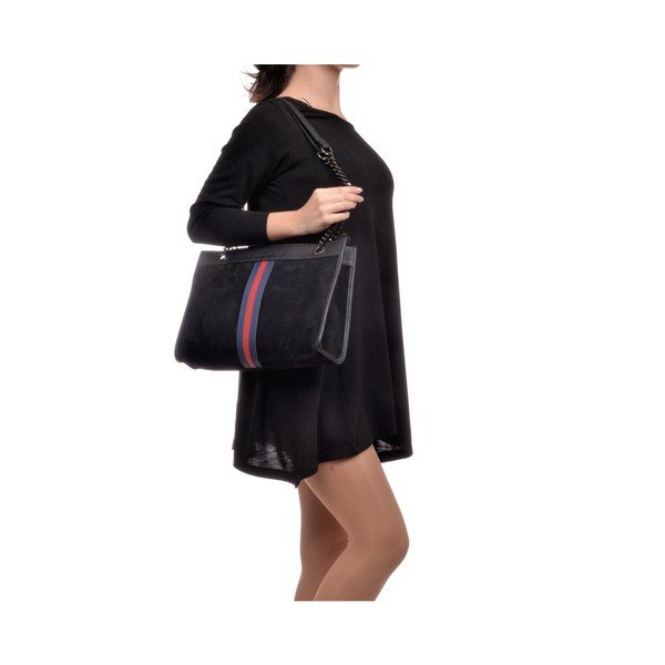 Черна кожена чанта Mangotti Larissa - Mangotti Bags-image-3
