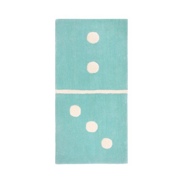 Детски ръчно изработен син вълнен килим Domino, 60 x 120 cm - Nattiot