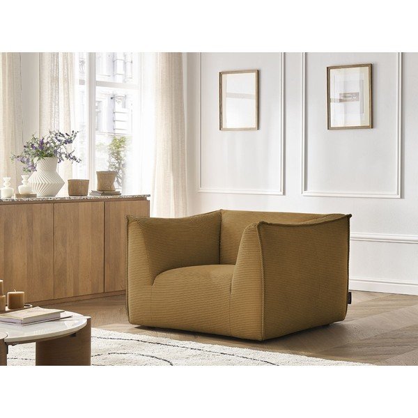 Кресло от рипсено кадифе в цвят горчица Giorgia – Bobochic Paris-image-1