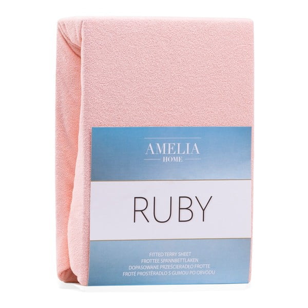 Светлорозов еластичен чаршаф от тери 160x200 cm Ruby – AmeliaHome-image-2