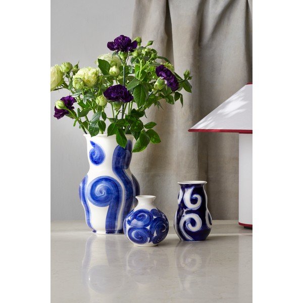 Синя ръчно рисувана каменна ваза Tulle - Kähler Design-image-1