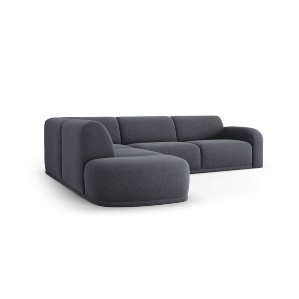 Сив кадифен ъглов диван Erin – Micadoni Home-image-3