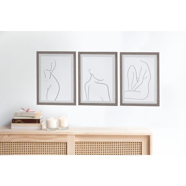 Комплект от 3 картини за стена в рамка Проучвания на тялото, 30 x 40 cm Body Studies 2 - Surdic-image-1