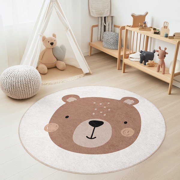 Кафяв/кремав детски килим подходящ за пране ø150 cm Teddy Bear – Mila Home-image-1
