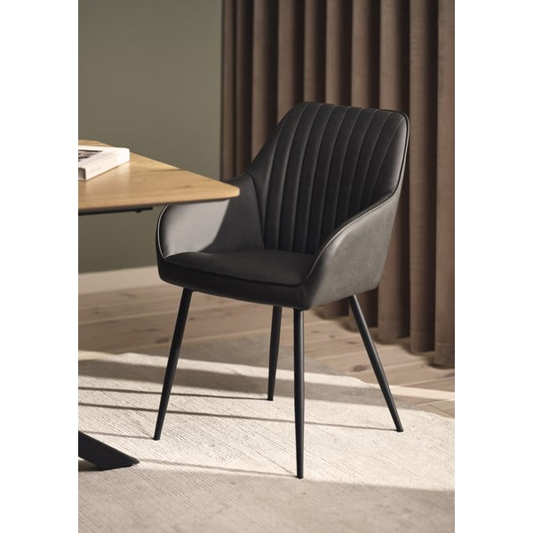 Тъмносиви тапицирани трапезни столове в комплект с подлакътници 2 бр. Nolan Stripe – Unique Furniture-image-1