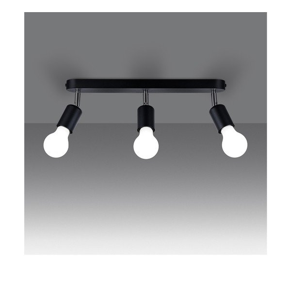 Черно метално осветително тяло за таван ø 6 cm Brando – Sollux-image-1