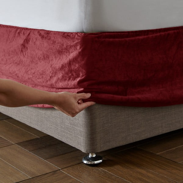 Червено еластично покритие за рамка на легло 152x198 cm Kingsley – Catherine Lansfield-image-1