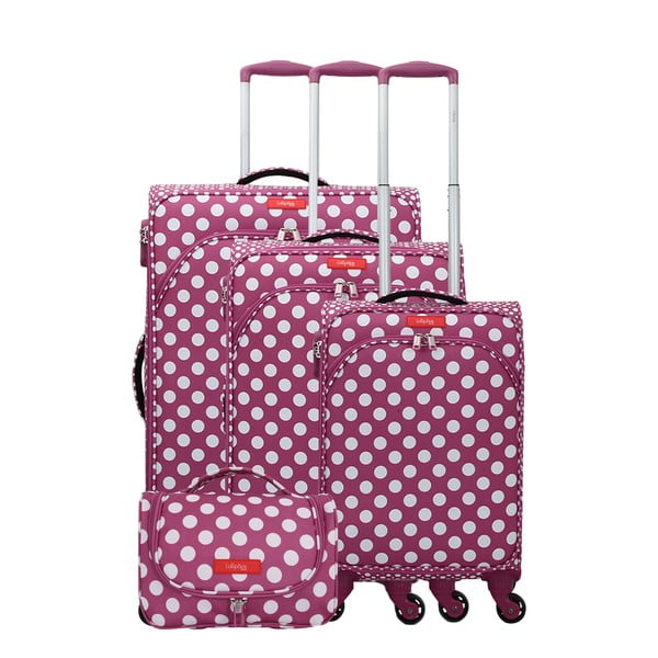 Комплект от 3 розови и лилави багажа на 4 колела и козметичен куфар Lollipops - LOLLIPOPS
