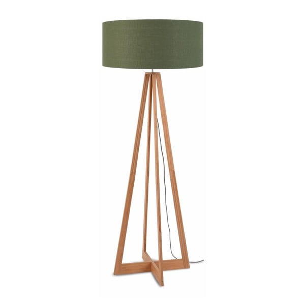 Подова лампа със зелен абажур и бамбукова структура Everest - Good&Mojo