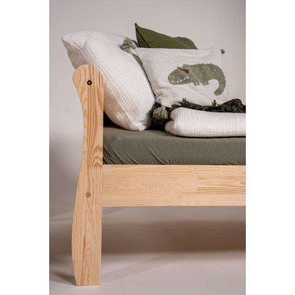 Детско легло от масивен бор с включена подматрачна рамка в естествен цвят 80x200 cm Roma – Adeko-image-4