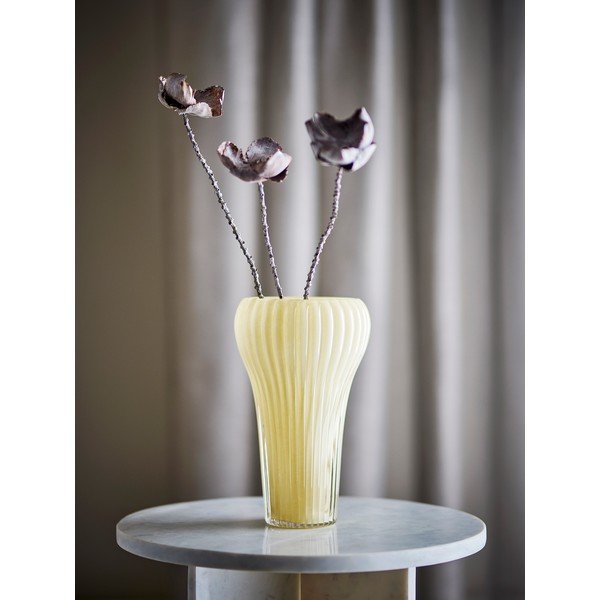 Светложълта стъклена ръчна изработка ваза (височина 28 cm) Averie – Bloomingville-image-1