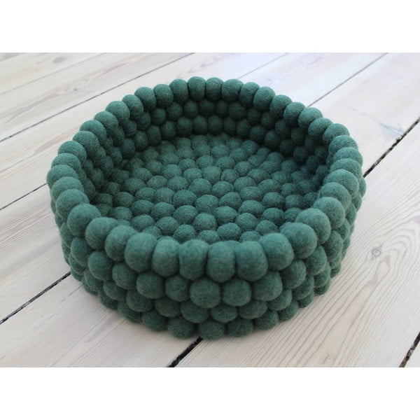 Тъмнозелена кошница за съхранение от вълна за топки Кошница за топки, ⌀ 28 cm - Wooldot