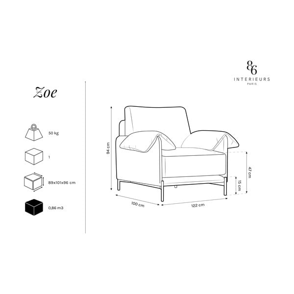Черно и сиво кресло Zoe - Interieurs 86-image-4
