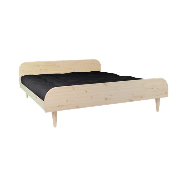 Dvoulůžková postel z borovicového dřeva s matrací Karup Design Twist Double Latex Natural Clear/Black, 180 x 200 cm