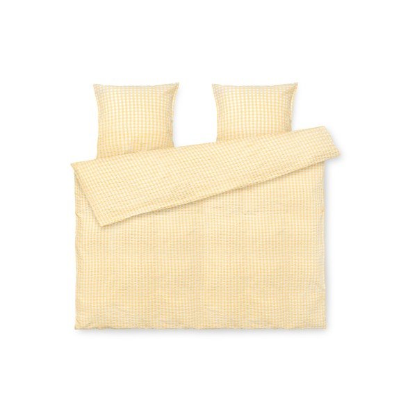 Жълто двойно удължено крепово спално бельо 200x220 cm Bæk&Bølge – JUNA