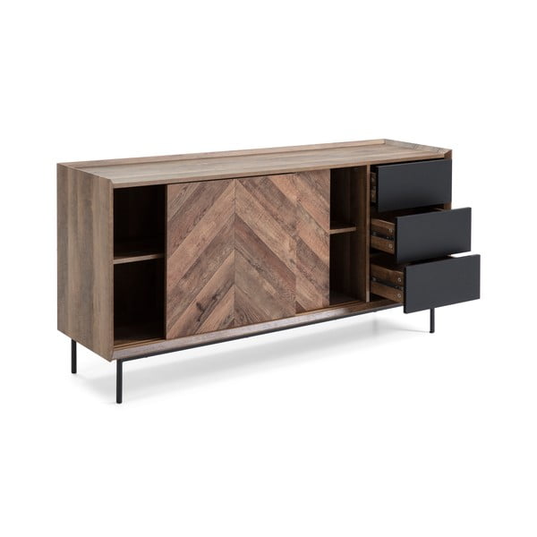 Комод с чекмеджета в дъб и черен декор Utah - Marckeric-image-4