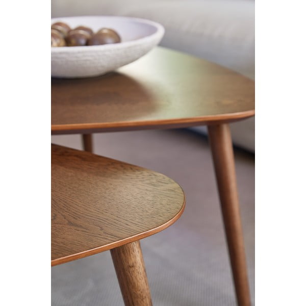 Кафяви масички за кафе в комплект от 2 бр. от декор от дъб  70x100 cm Adda – Unique Furniture-image-2