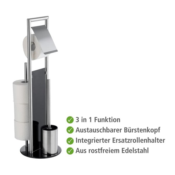 Поставка за тоалетна хартия стойка с четка от неръждаема стомана в матово сребрист цвят Ravina – Wenko-image-2