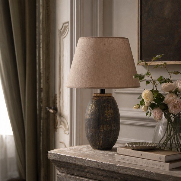 Сива/бежова настолна лампа с текстилен абажур (височина 46 cm) Yakamoz – Opviq lights-image-2