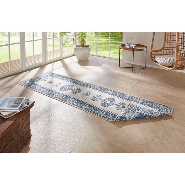 Синьо-кремав килим на открито , 80 x 250 cm Duque - NORTHRUGS-image-2