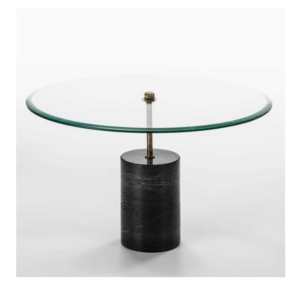 Konferenční stolek ze skla a černého mramoru Thai Natura Johny, Ø 81 cm