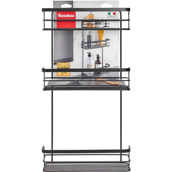 Черен триетажен рафт за баня Origin - Metaltex-image-2