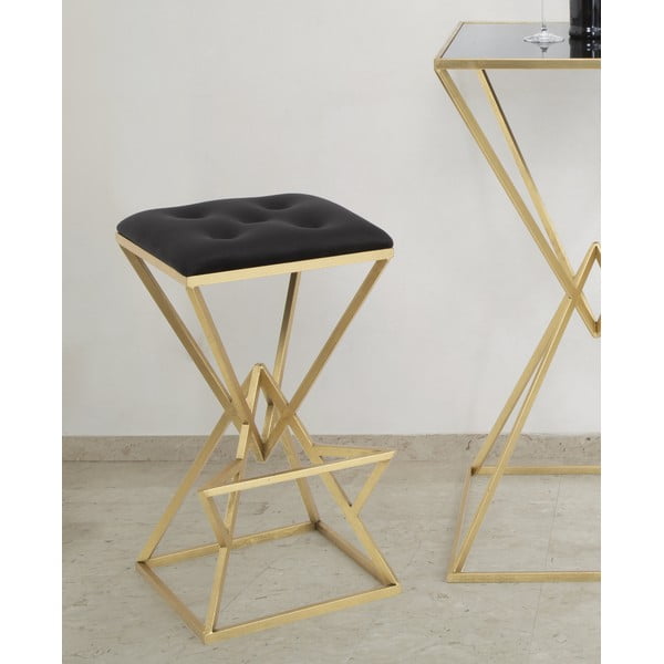 Черен/в златист цвят тапициран бар стол (височина на седалката 75 cm) Piramid – Mauro Ferretti-image-3