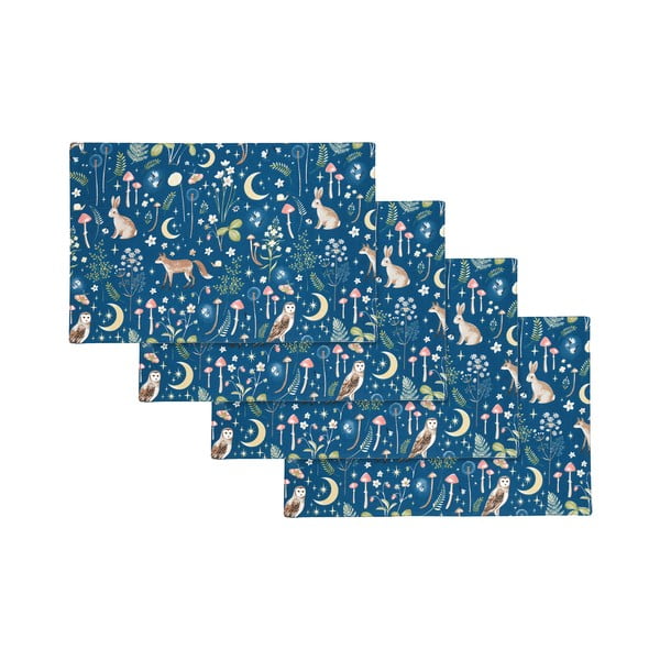 Памучни подложки за хранене в комплект от 4 бр. 30x46 cm Enchanted Twilight Animals – Catherine Lansfield