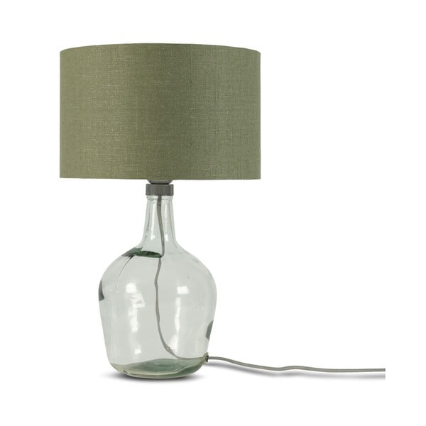 Настолна лампа с тъмнозелен абажур и конструкция от рециклирано стъкло Мурано, ⌀ 30 cm - Good&Mojo