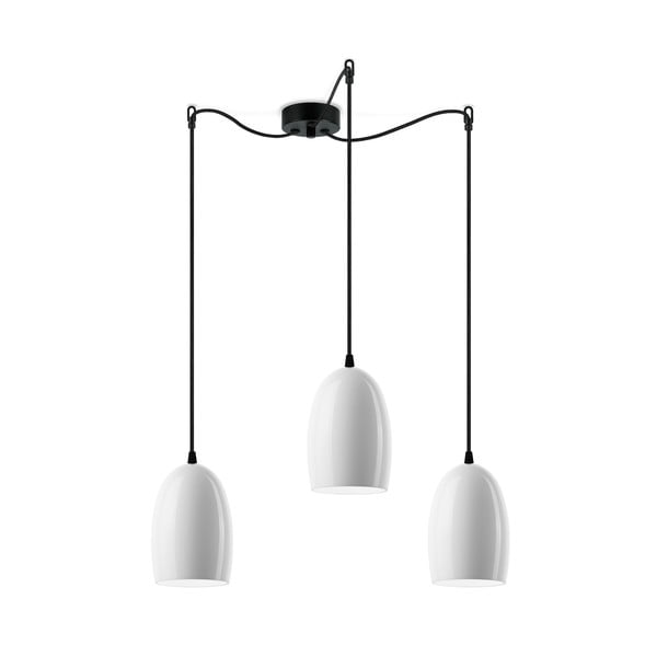 Бяла висяща лампа с три рамена S Glossy, ⌀ 14 cm Ume - Sotto Luce