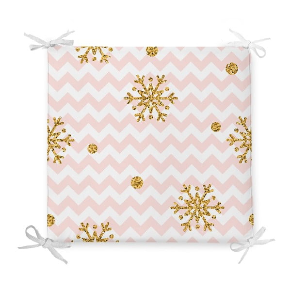 Коледна възглавница за сядане от памучна смес, пастелни ивици, 42 x 42 cm - Minimalist Cushion Covers