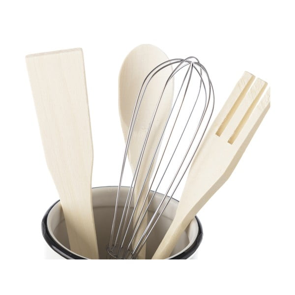 Бамбуков комплект кухненски прибори 4 бр. с поставка - Casa Selección-image-1