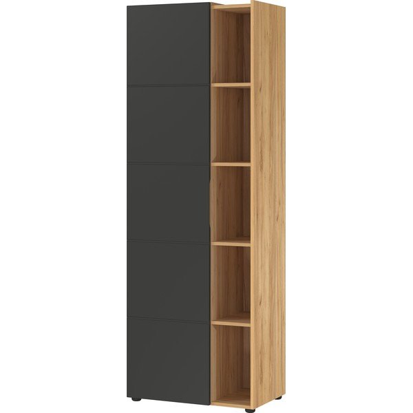 Тъмно сив шкаф за книги в дъб 62x182 cm Olvera - Germania-image-1