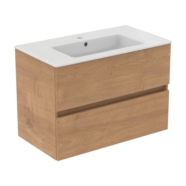 Стенен шкаф за мивка от декор от дъб в естествен цвят  80x55 cm Eurovit+ – Ideal Standard-image-3