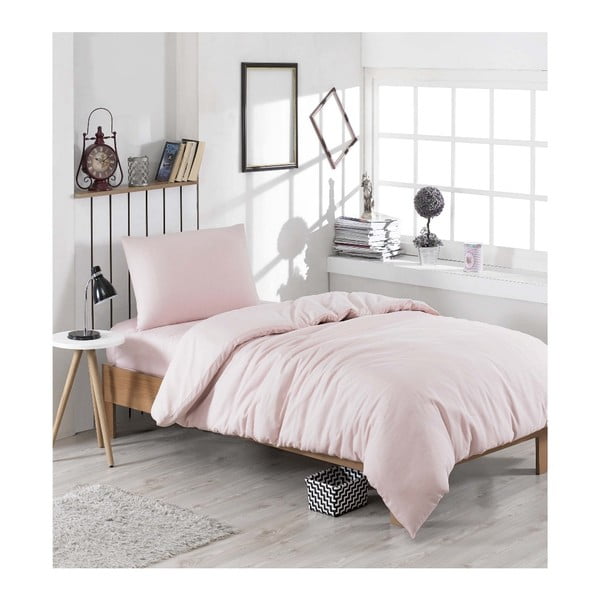 Спално бельо с чаршаф за едно единично легло Cute Pink, 160 x 220 cm - Mijolnir