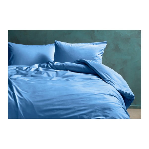 Синьо спално бельо за двойно легло от памучен перкал , 200 x 200 cm - Bella Maison