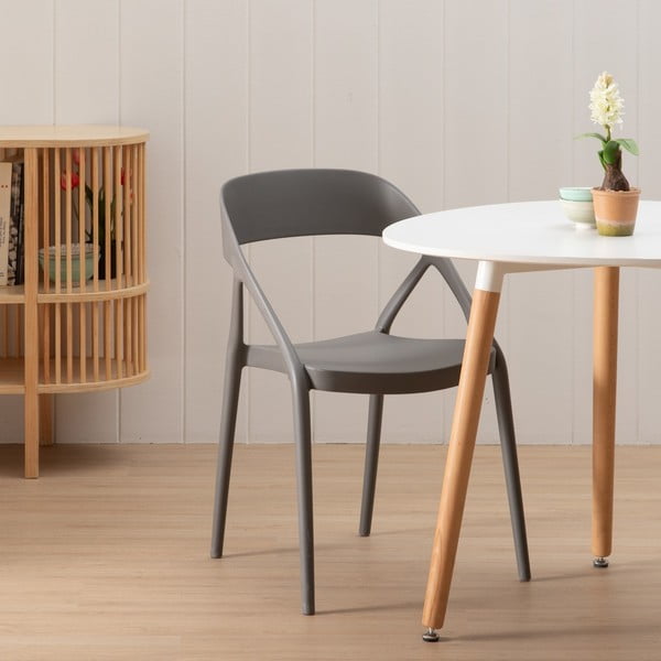 Сиви пластмасови трапезни столове в комплект от 2 бр. – Ixia-image-1