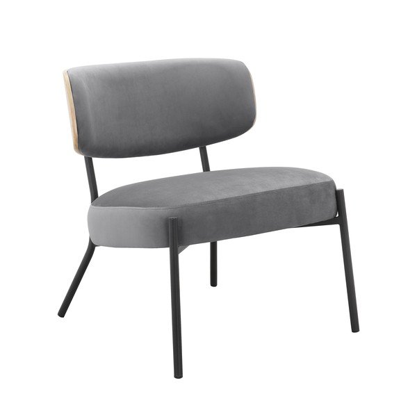 Сив кадифен фотьойл с табуретка Jerry – Støraa-image-4