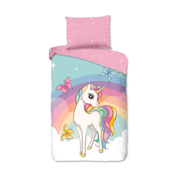 Розово единично  памучно детско спално бельо 140x200 cm Dash – Good Morning